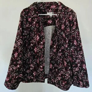 Cj Banks 2X Work Casual Button Down Maroon Long Sleeve Jacket.